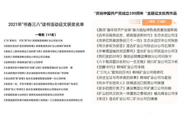 陜煤建設(shè)礦建三公司：給力！職工多篇征文作品相繼獲獎(jiǎng)